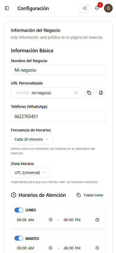 Configura tu negocio mobile