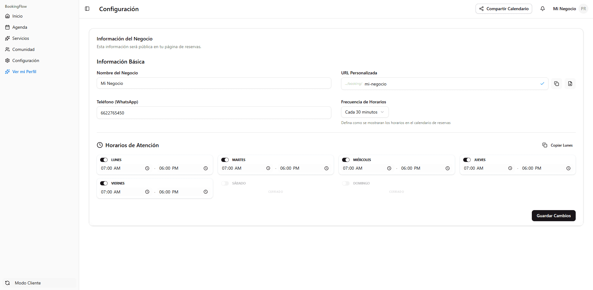 Configura tu negocio
